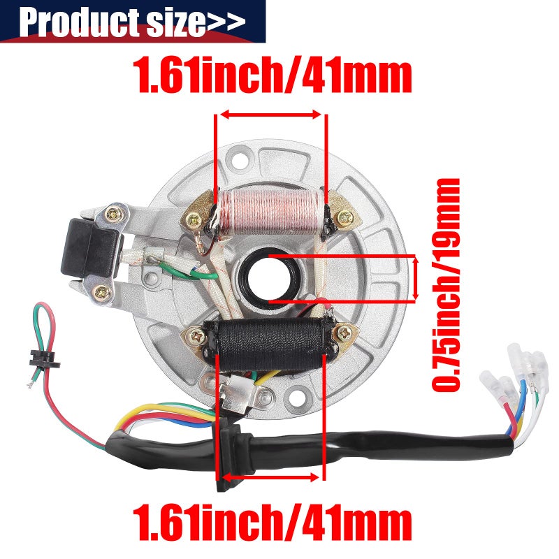 QAZAKY 2 Coil Magneto Stator Plate Ignition Coil Compatible with 50cc 70cc 90cc 110cc 125cc 140cc Pickup Kick Start Pit Dirt Bike ATV Go Kart Quad Scooter Buggy Taotao Kazuma Baja SDG SSR 4 Wheeler - Image 2